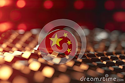 3d minimalist China flag bokeh background Generative AI Stock Photo