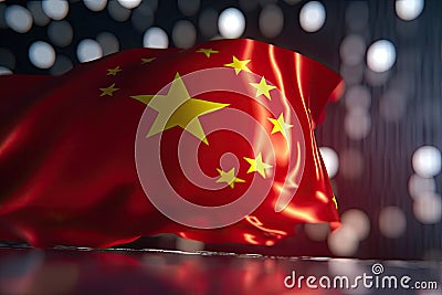 3d minimalist China flag bokeh background Generative AI Stock Photo