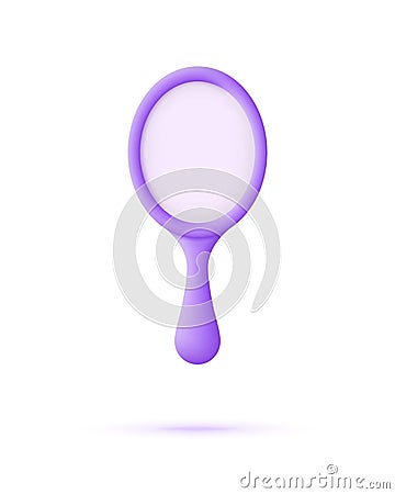 3D Mirror isolated on white background. Reflecting glass surfaces. Handheld makeup mirrors Vector Illustration