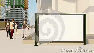 3D mock up blank horizontal outdoor advertisement billboard on street Stock Photo