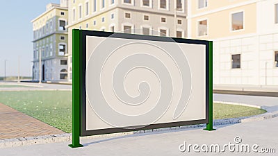 3D mockup blank horizontal advertisement billboard on stand near walk street Stock Photo