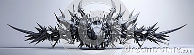 3D Model Abstract Art of Horrifying abstract Halloween monster created from sharp jagged shards Stock Photo
