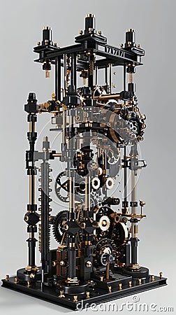 3D Model Abstract Art of Mechanical industrial abstract automata performing synchronized routines Stock Photo