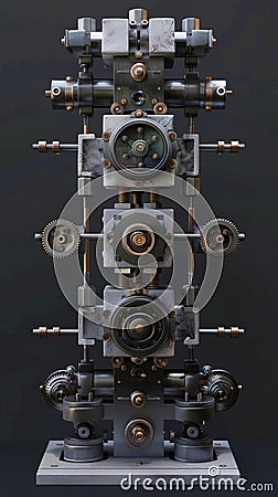 3D Model Abstract Art of Mechanical industrial abstract automata performing synchronized routines Stock Photo