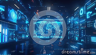 3D Model Abstract Art of Nextgeneration holographic abstract global weather forecasting and climatology data visualization sys Stock Photo