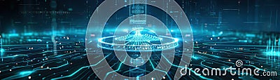 3D Model Abstract Art of Supreme quantum cybersecurity abstract neural citadel with intelligently adaptive AI defenses Stock Photo