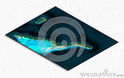 3d model of the Bahamas Island. Isometric map virtual terrain 3d Stock Photo