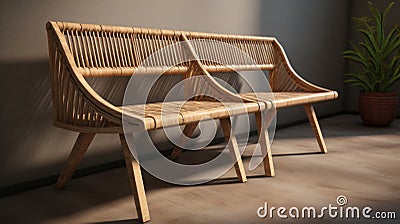 2 Person Rattan Bench In Ray Tracing Style - 3ds Max File Stock Photo