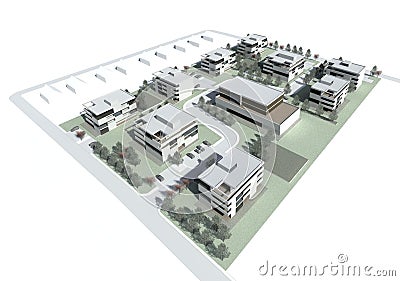 3d model of the building group or complex Stock Photo
