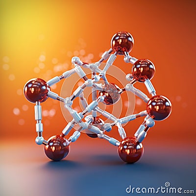 3d model of chemical molecule on an orange background Stock Photo