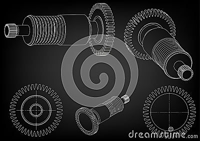 3d model of a cogwheel on a black Vector Illustration