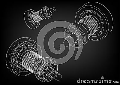 3d model of a cogwheel on a black Vector Illustration