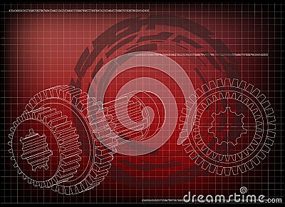 3d model of a cogwheel on a red Vector Illustration