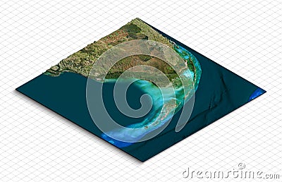 3d model of Florida USA. Isometric map virtual terrain 3d Stock Photo