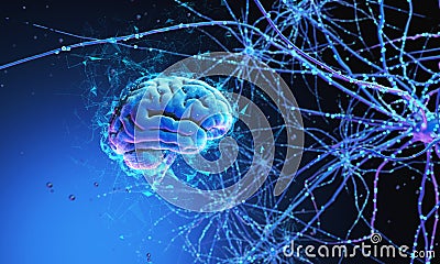 3D human brain Cartoon Illustration