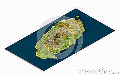 3d model of Jeju Island, South Korea. Isometric map virtual terrain 3d Stock Photo