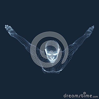 3D Model of Man. Human Body. Design Element. Vector Illustration Vector Illustration