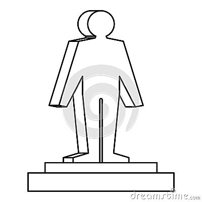 3d model of a man icon, outline style Vector Illustration