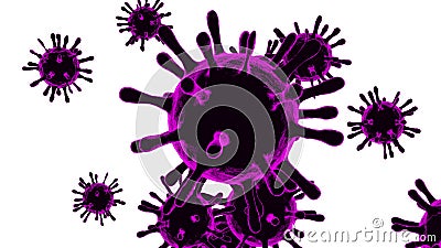 3D model of many purple Coronavirus on a white background Stock Photo