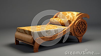 Luxury Lounger With Intricate Wood Details - 3d Model Stock Photo