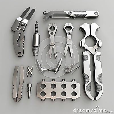 3D model of Multitool bottle opener with additional functionality and accessories Stock Photo