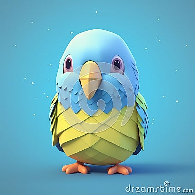 Isometric Budgerigar Emoji In Soft Colors And Matte Clay Texture Cartoon Illustration