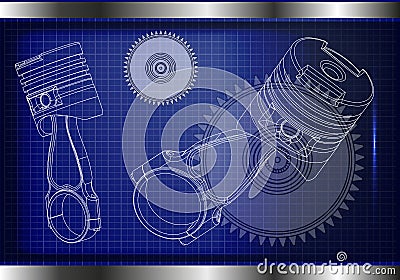 3d model of piston and gear Vector Illustration