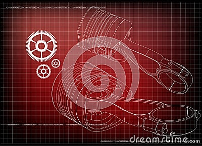 3d model of piston and gear Vector Illustration