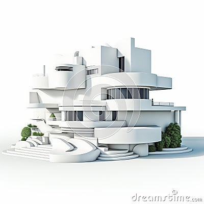 Luxurious White Modernist Building With Bold Shapes Stock Photo