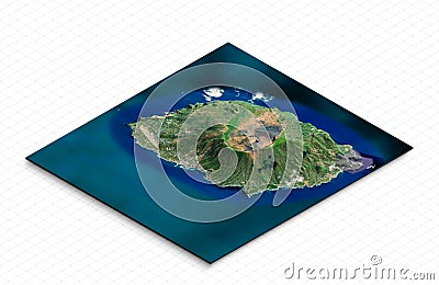 3d model of a small island in Japan. Isometric map virtual terrain 3d Stock Photo
