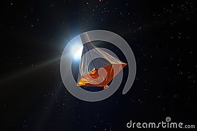 3d model of solar sail spacecraft in space Stock Photo