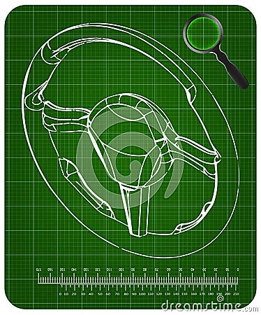 3d model steering on a green Vector Illustration