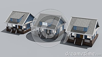 3d model of a 2-storey cottage on a transparent background. alpha channel. Stock Photo