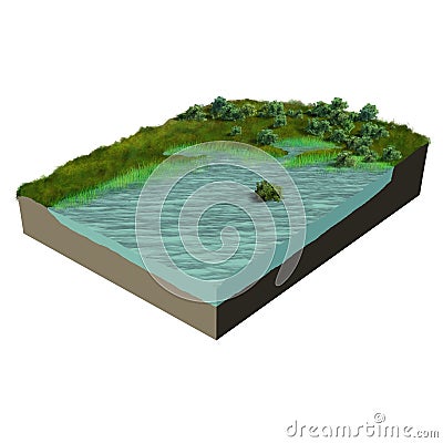 3d model terrain swamp Cartoon Illustration