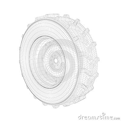 3D model of tractor wheel Stock Photo