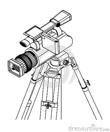 3d model tripod and camcorder on a white Vector Illustration