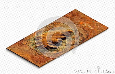 3d model of Uluru, or Ayers Rock, Rock in Australia. Isometric map virtual terrain 3d for infographic. Geography and topography Stock Photo