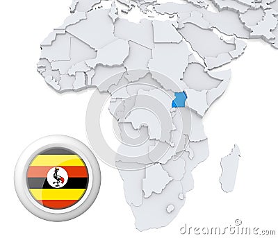 Uganda on Africa map Stock Photo