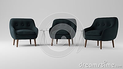 3D modeled Talkshow chairs, Webinar chairs. Stock Photo