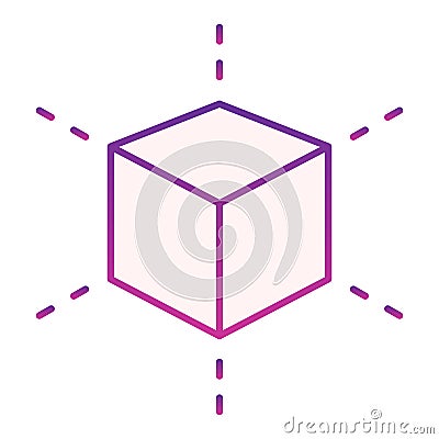 3D modeling cube flat icon. Square model violet icons in trendy flat style. 3D graphic gradient style design, designed Vector Illustration