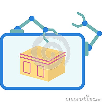 3d modeling icon automated AI program vector Vector Illustration