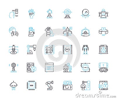 3D modeling linear icons set. Rendering, Surface, Texture, Animation, Mesh, Blender, Solidworks line vector and concept Vector Illustration
