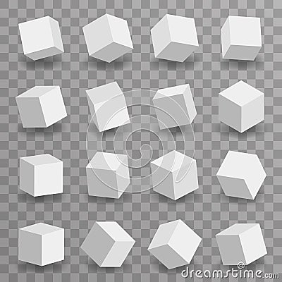 3d modeling square blocks isometric set transparent background vector illustration Vector Illustration