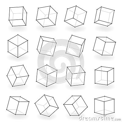 3d modeling square line isolated blocks isometric design vector illustration Vector Illustration