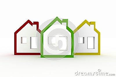 3d models houses symbol Cartoon Illustration