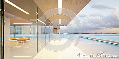 3d Modern glass wall commercial buildings exterior Stock Photo