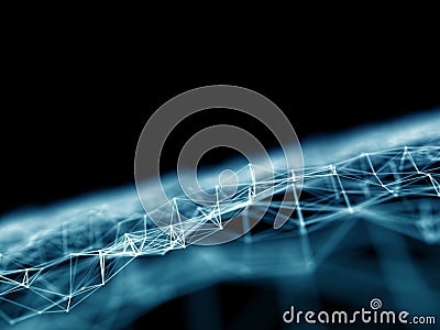 3D modern techno connections background with low poly design Stock Photo