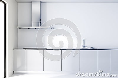 3d modern white kitchen Stock Photo