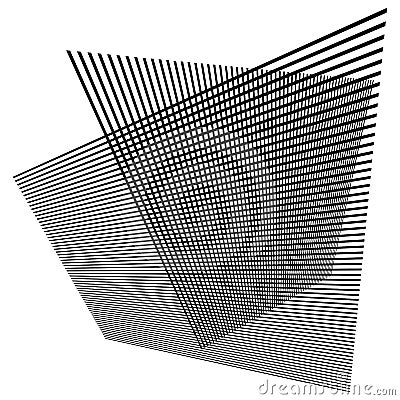 3D moire grid mesh. Tilted, skew intersecting lines pattern vector Vector Illustration