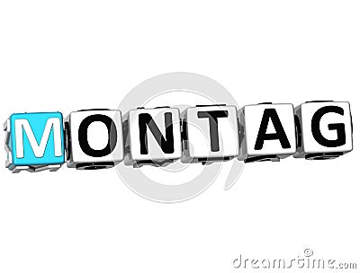 3D Monday In German Language Button Click Here Block Text Stock Photo